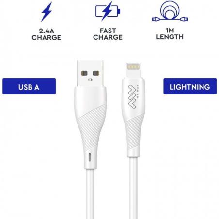 Cable USB 2.0 Lightning Myway MWUSC0021/ USB Macho - Lightning Macho/ 1m/ Blanco