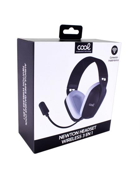 Auriculares Stereo PC / PS4 / PS5 Negro (3 en 1: Wireless / Bluetooth / Jack) COOL Newton