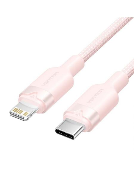 Cable USB Tipo-C Lightning Vention LALPH/ USB Tipo-C Macho - Lightning Macho/ 27W/ 480Mbps/ 2m/ Rosa