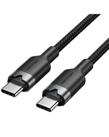 Cable USB 2.0 Tipo-C 3A Vention TRDBH/ USB Tipo-C Macho - USB Tipo-C Macho/ Hasta 60W/ 480Mbps/ 2m/ Negro