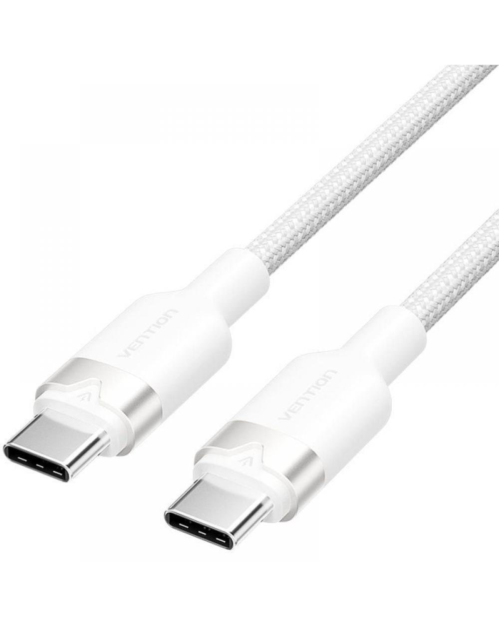 Cable USB 2.0 Tipo-C 3A Vention TRDWF/ USB Tipo-C Macho - USB Tipo-C Macho/ Hasta 60W/ 480Mbps/ 1m/ Blanco