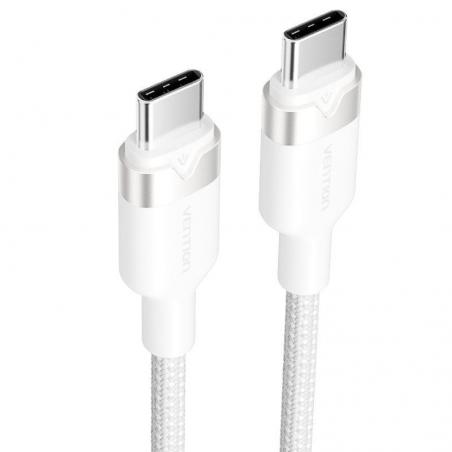 Cable USB 2.0 Tipo-C 3A Vention TRDWF/ USB Tipo-C Macho - USB Tipo-C Macho/ Hasta 60W/ 480Mbps/ 1m/ Blanco