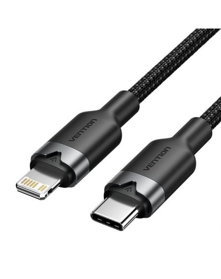 Cable USB Tipo-C Lightning Vention LALBH/ USB Tipo-C Macho - Lightning Macho/ 27W/ 480Mbps/ 2m/ Negro