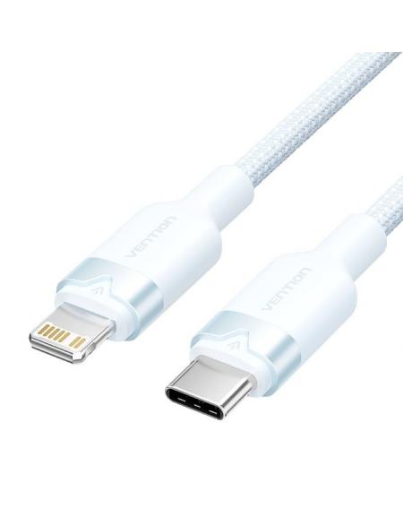 Cable USB Tipo-C Lightning Vention LALSF/ USB Tipo-C Macho - Lightning Macho/ 27W/ 480Mbps/ 1m/ Azul