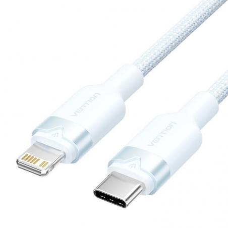 Cable USB Tipo-C Lightning Vention LALSF/ USB Tipo-C Macho - Lightning Macho/ 27W/ 480Mbps/ 1m/ Azul