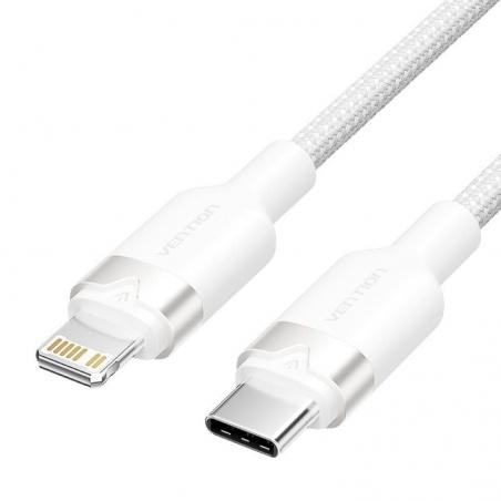 Cable USB Tipo-C Lightning Vention LALWH/ USB Tipo-C Macho - Lightning Macho/ 27W/ 480Mbps/ 2m/ Blanco