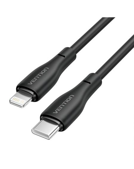 Cable USB Tipo-C Lightning Vention H28BF/ USB Tipo-C Macho - Lightning Macho/ 27W/ 480Mbps/ 1m/ Negro