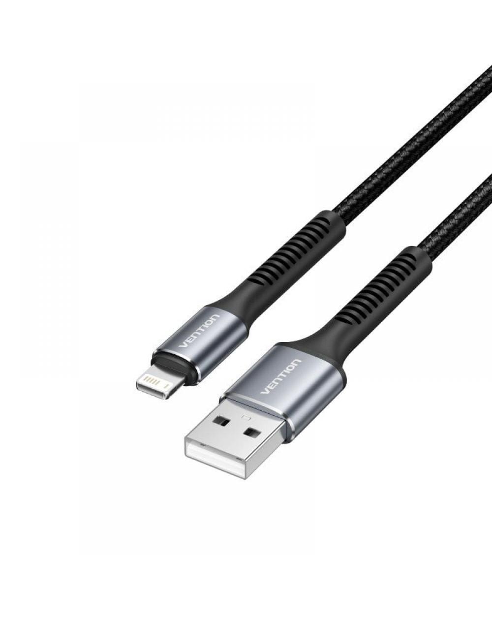 Cable USB 2.0 Lightning Vention H14BF/ Lightning Macho - USB Macho/ 10W/ 480Mbps/ 1m/ Negro