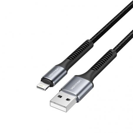 Cable USB 2.0 Lightning Vention H14BF/ Lightning Macho - USB Macho/ 10W/ 480Mbps/ 1m/ Negro