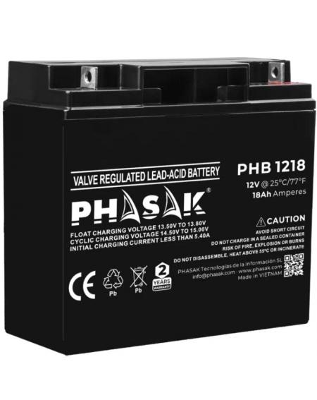 Batería Phasak PHB 1218 compatible con SAI/UPS PHASAK según especificaciones