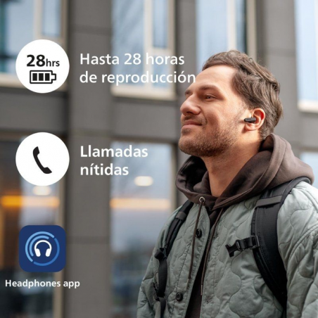 Auriculares Bluetooth Philips TAT2139BK con estuche de carga/ Autonomía 7h/ Negros