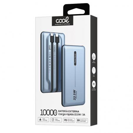 Batería Externa Universal Power Bank 10.000 mAh PD 22.5W (2 cables) Azul