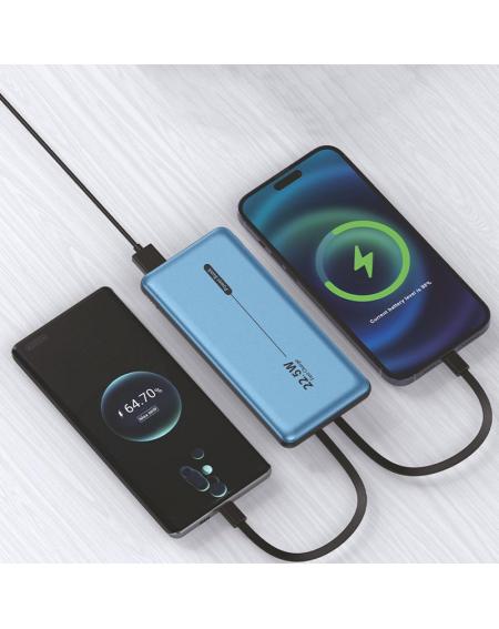 Batería Externa Universal Power Bank 10.000 mAh PD 22.5W (2 cables) Azul