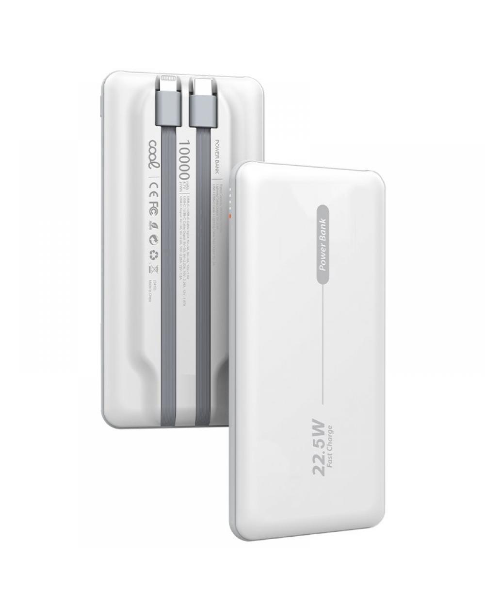 Batería Externa Universal Power Bank 10.000 mAh PD 22.5W (2 cables) Blanco