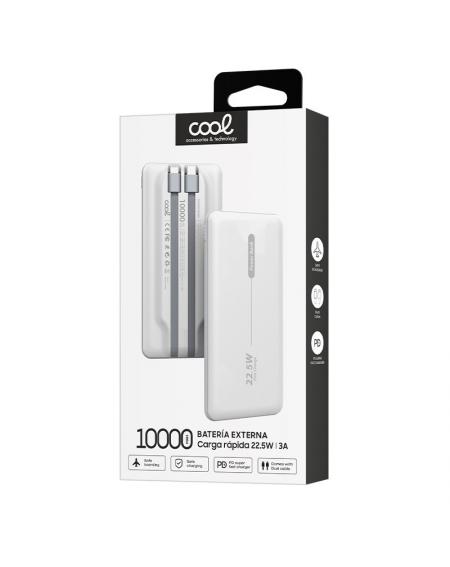 Batería Externa Universal Power Bank 10.000 mAh PD 22.5W (2 cables) Blanco