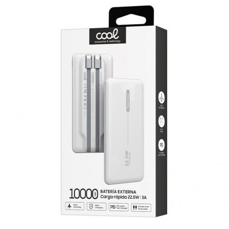 Batería Externa Universal Power Bank 10.000 mAh PD 22.5W (2 cables) Blanco