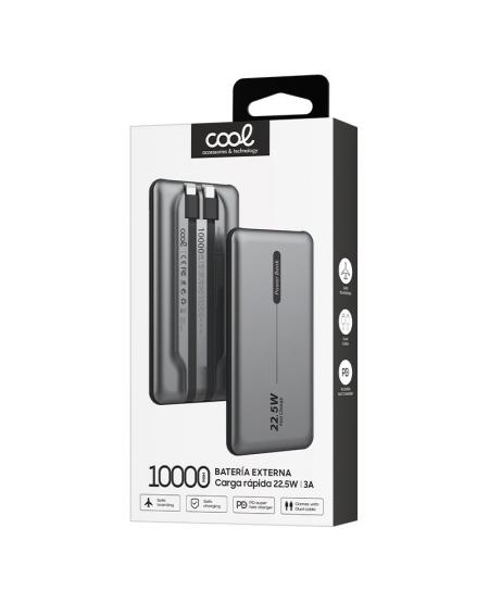 Batería Externa Universal Power Bank 10.000 mAh PD 22.5W (2 cables) Gris