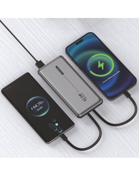 Batería Externa Universal Power Bank 10.000 mAh PD 22.5W (2 cables) Gris