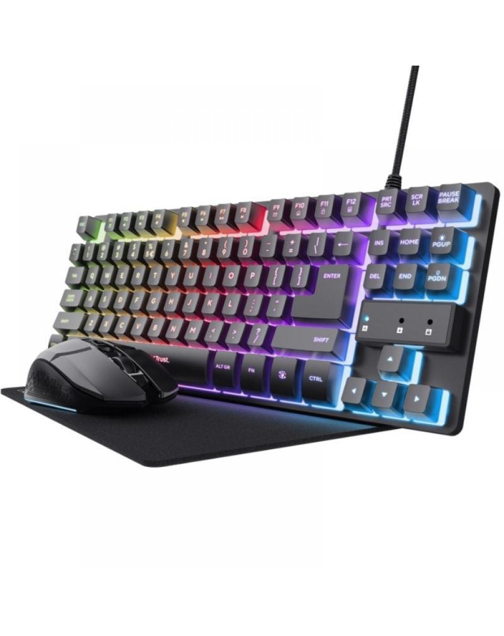 Pack Gaming Trust Gaming GXT 794/ Teclado RGB + Ratón RGB + Alfombrilla