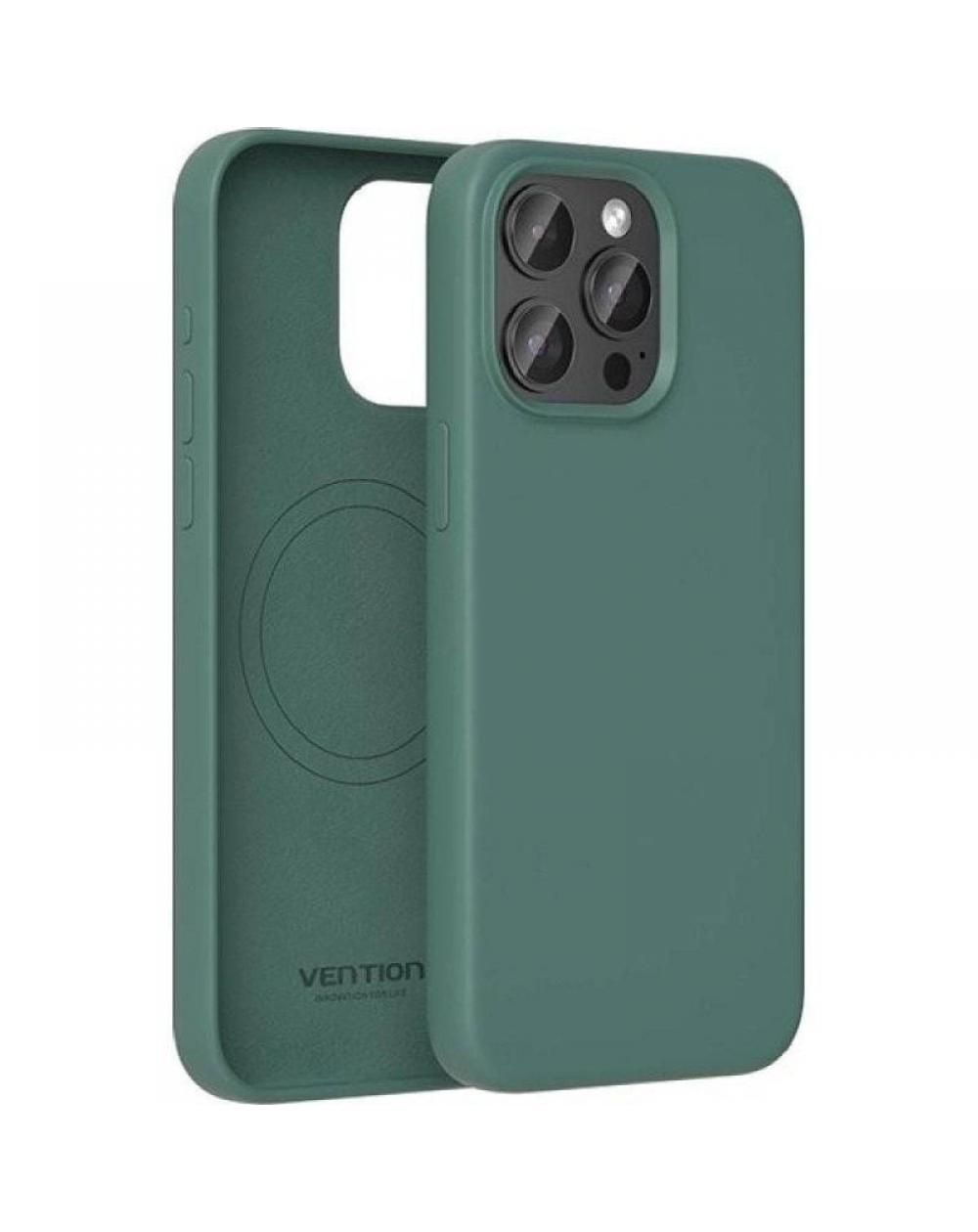 Funda Silicona con Magsafe Vention KUFG0-20/ Compatible con iPhone 15 Plus/ Verde Ciprés