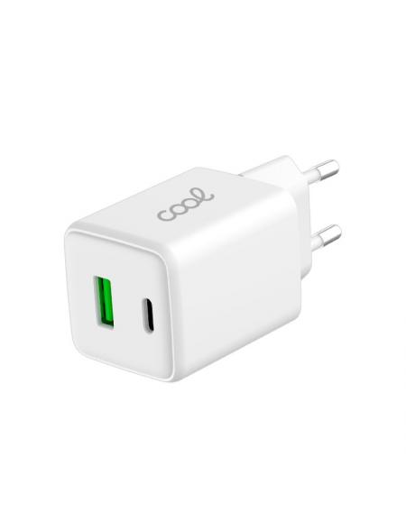 Cargador Red Universal Ultra Fast Dual (PD) Tipo-C + USB COOL (45W) GaN Blanco