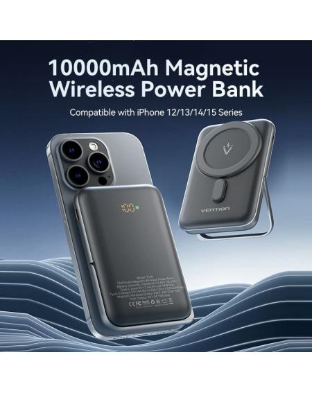 Powerbank 10000mAh Vention FHNB0/ 20W/ Wireless/ Negra