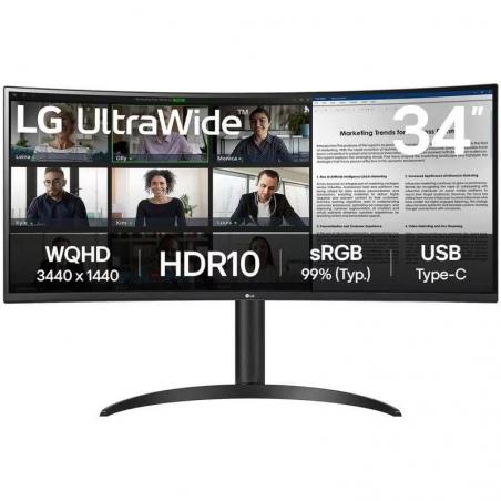 Monitor Profesional Ultrapanorámico Curvo LG 34WR55QK-B 34'/ WQHD/ Regulable en altura/ Negro