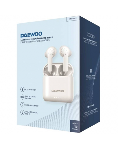 Auriculares Bluetooth Daewoo DW2021 con estuche de carga/ Autonomía 5h/ Blancos