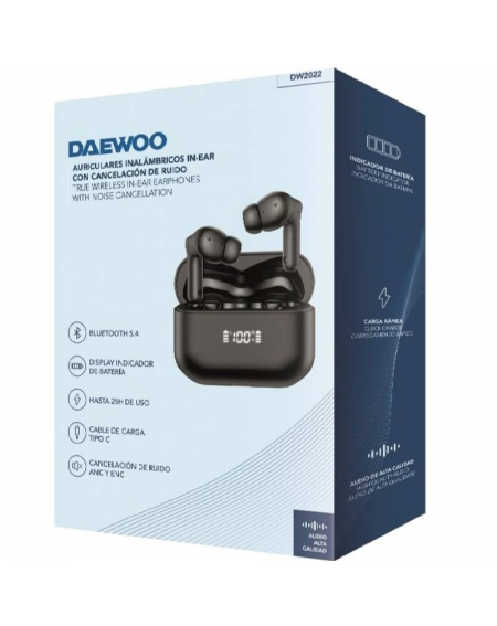 Auriculares Bluetooth Daewoo DW2022 con estuche de carga/ Autonomía 5h/ Negros