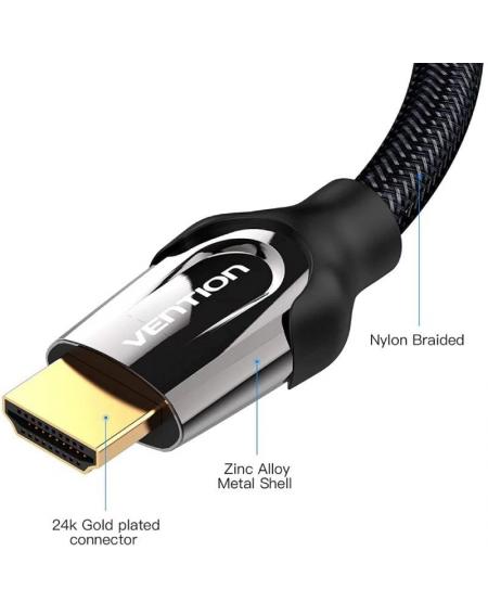 Cable HDMI 2.0 4K Vention VAA-B05-B500/ HDMI Macho - HDMI Macho/ 5m/ Negro