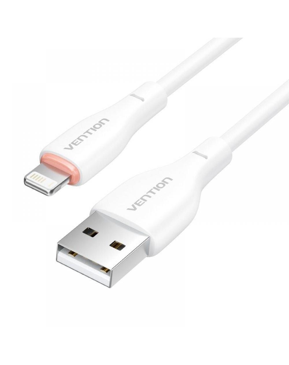 Cable USB Lightning Vention H26WF/ USB Macho - Lightning Macho/ 1m/ Blanco