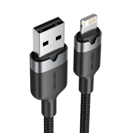 Cable USB Lightning Vention LANBF/ USB Macho - Lightning Macho/ 480Mbps/ 1m/ Negro