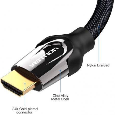 Cable HDMI 2.0 4K Vention VAA-B05-B1000/ HDMI Macho - HDMI Macho/ 10m/ Negro