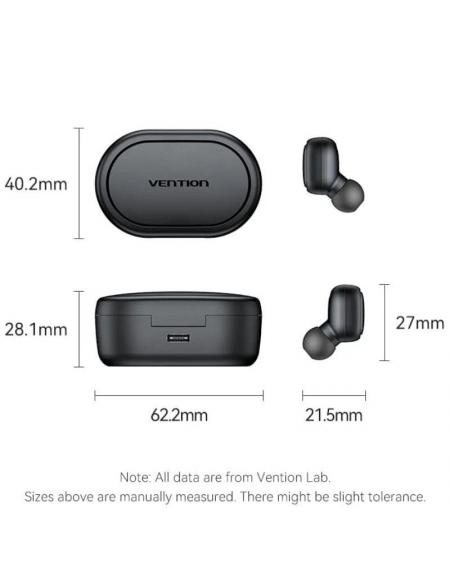 Auriculares Bluetooth Vention Tiny T15 NBDB0 con estuche de carga/ Autonomía 7h/ Negros