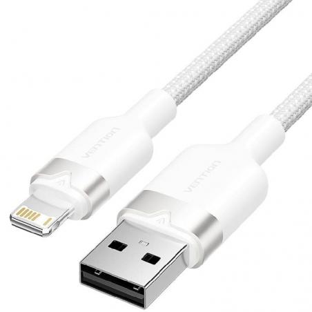 Cable USB Lightning Vention LANWH/ USB Macho - Lightning Macho/ 480Mbps/ 2m/ Blanco