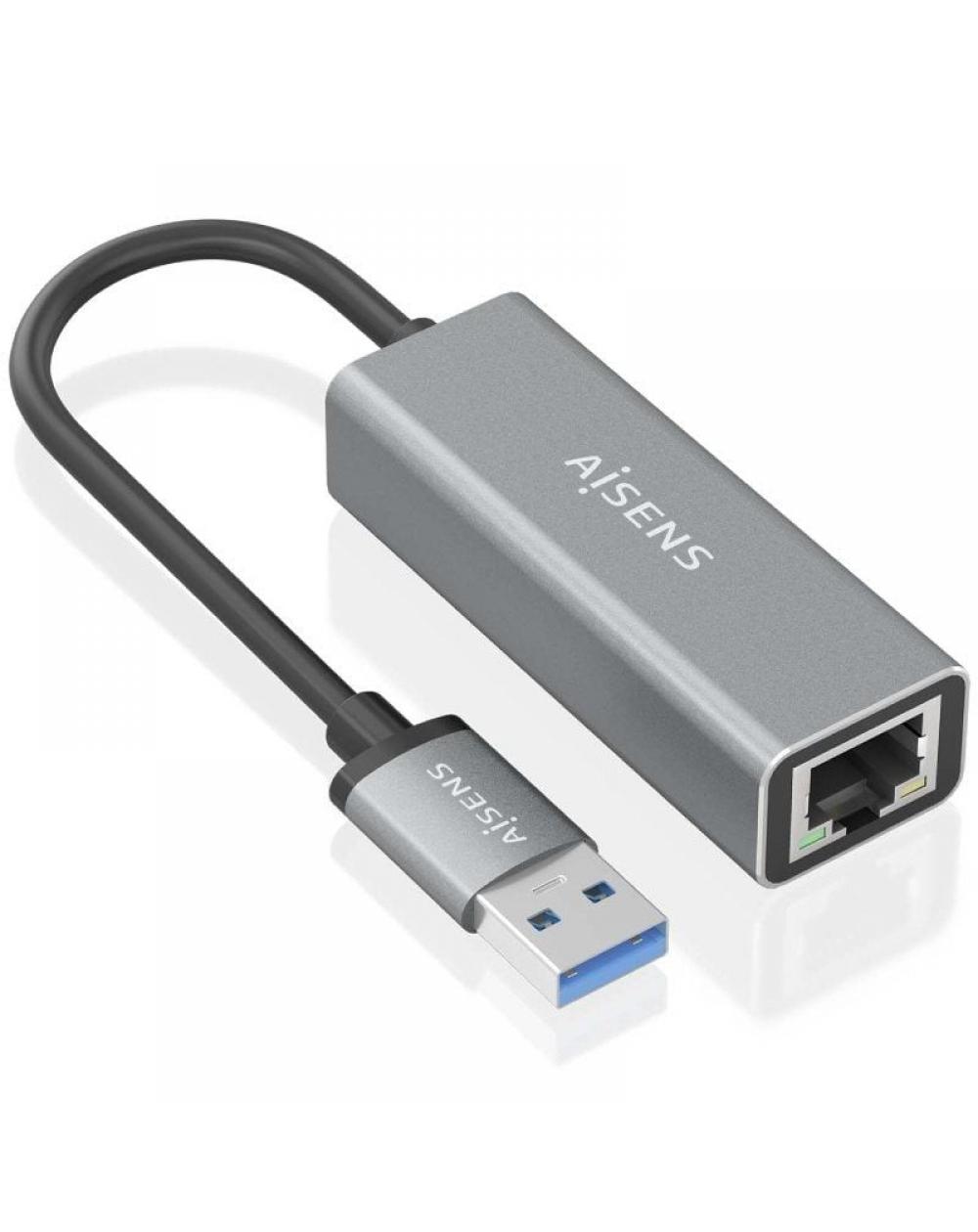 Adaptador USB 3.0 Aisens A106-0897/ USB Macho - RJ45 Hembra/ 15cm/ Gris