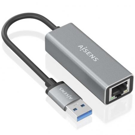 Adaptador USB 3.0 Aisens A106-0897/ USB Macho - RJ45 Hembra/ 15cm/ Gris