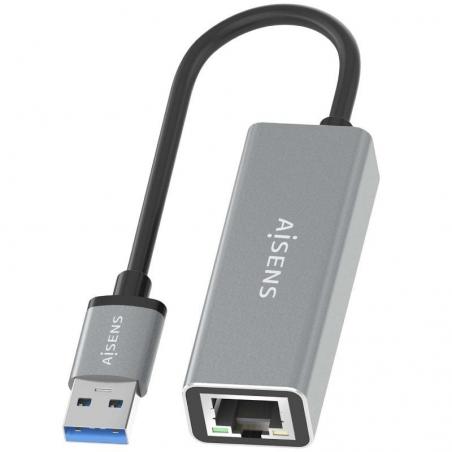 Adaptador USB 3.0 Aisens A106-0897/ USB Macho - RJ45 Hembra/ 15cm/ Gris