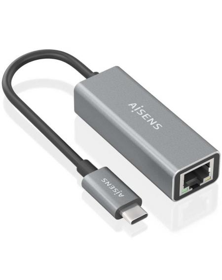 Adaptador USB 3.0 Aisens A109-0898/ USB Tipo-C Macho - RJ45 Hembra/ 15cm/ Gris