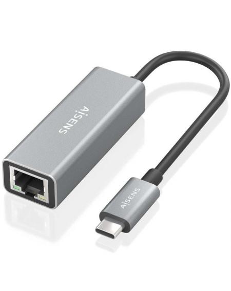 Adaptador USB 3.0 Aisens A109-0898/ USB Tipo-C Macho - RJ45 Hembra/ 15cm/ Gris