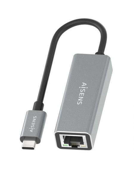 Adaptador USB 3.0 Aisens A109-0898/ USB Tipo-C Macho - RJ45 Hembra/ 15cm/ Gris