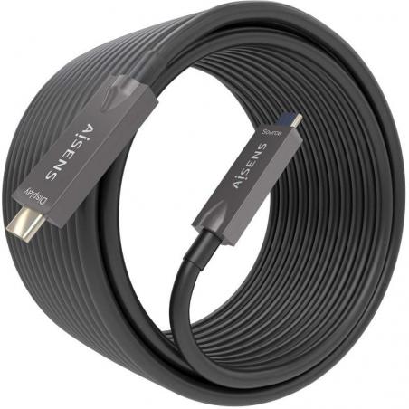 Cable USB 3.1 Tipo-C Aisens A157-0883/ USB Tipo-C Macho - USB Tipo-C Macho/ Hasta 60W/ 10Gbps/ 15m/ Negro