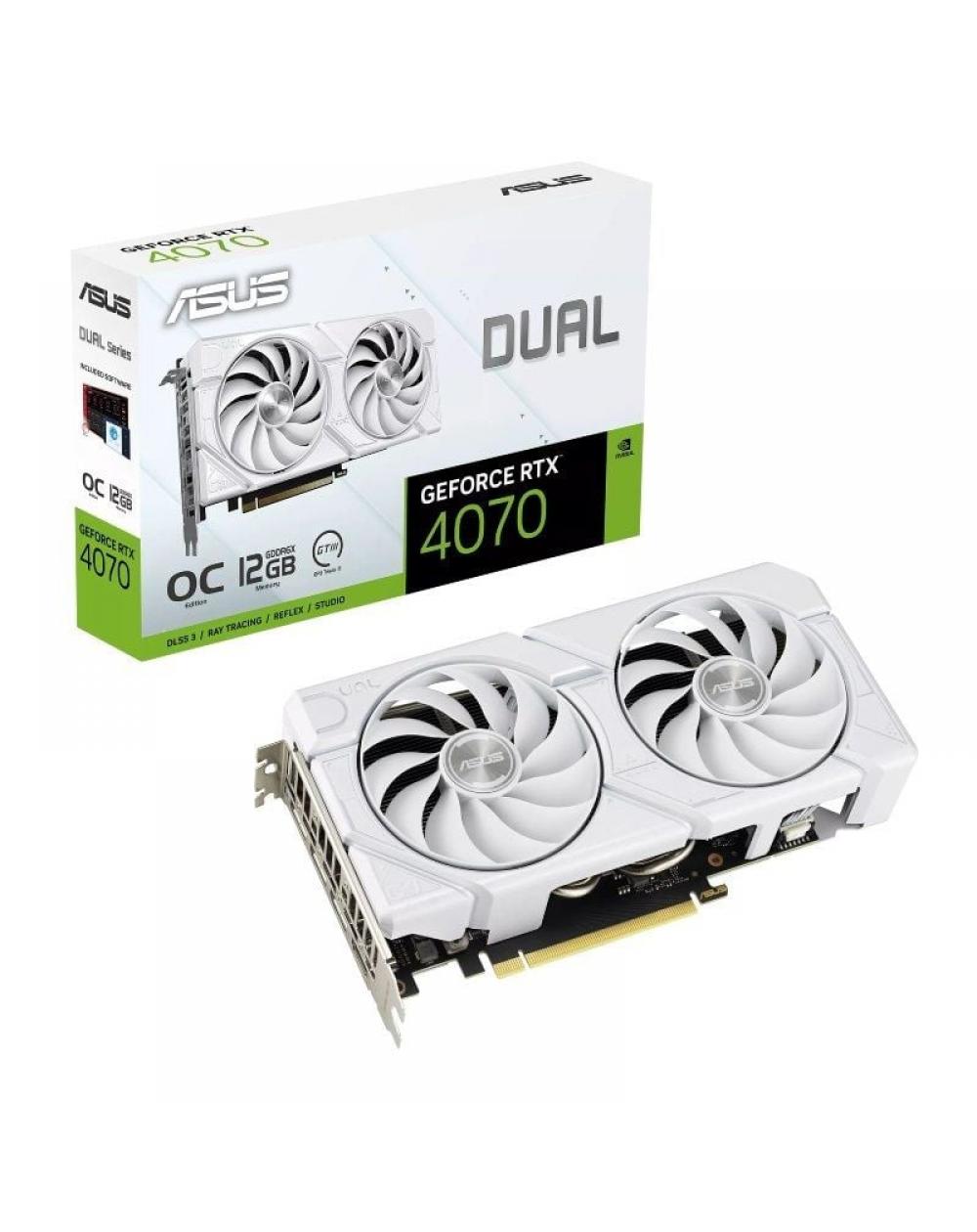 Tarjeta Gráfica Asus Dual GeForce RTX 4070 EVO White OC Edition/ 12GB GDDR6X