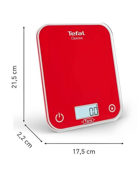 Báscula de Cocina Electrónica Tefal Optiss/ hasta 5kg/ Roja