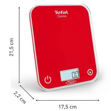 Báscula de Cocina Electrónica Tefal Optiss/ hasta 5kg/ Roja