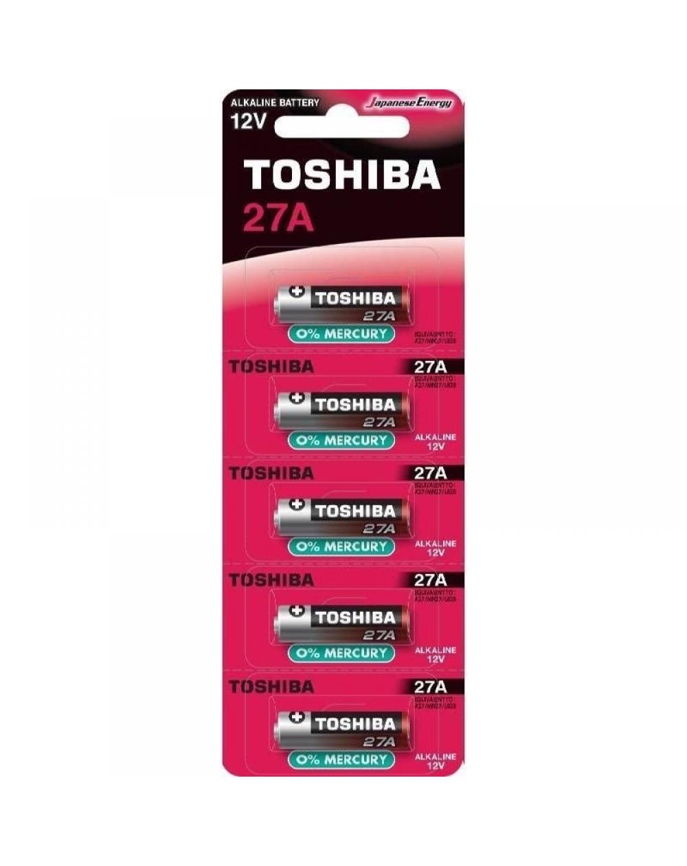 Pack de 5 Pilas 12V Toshiba 27A/ 12V/ Alcalinas