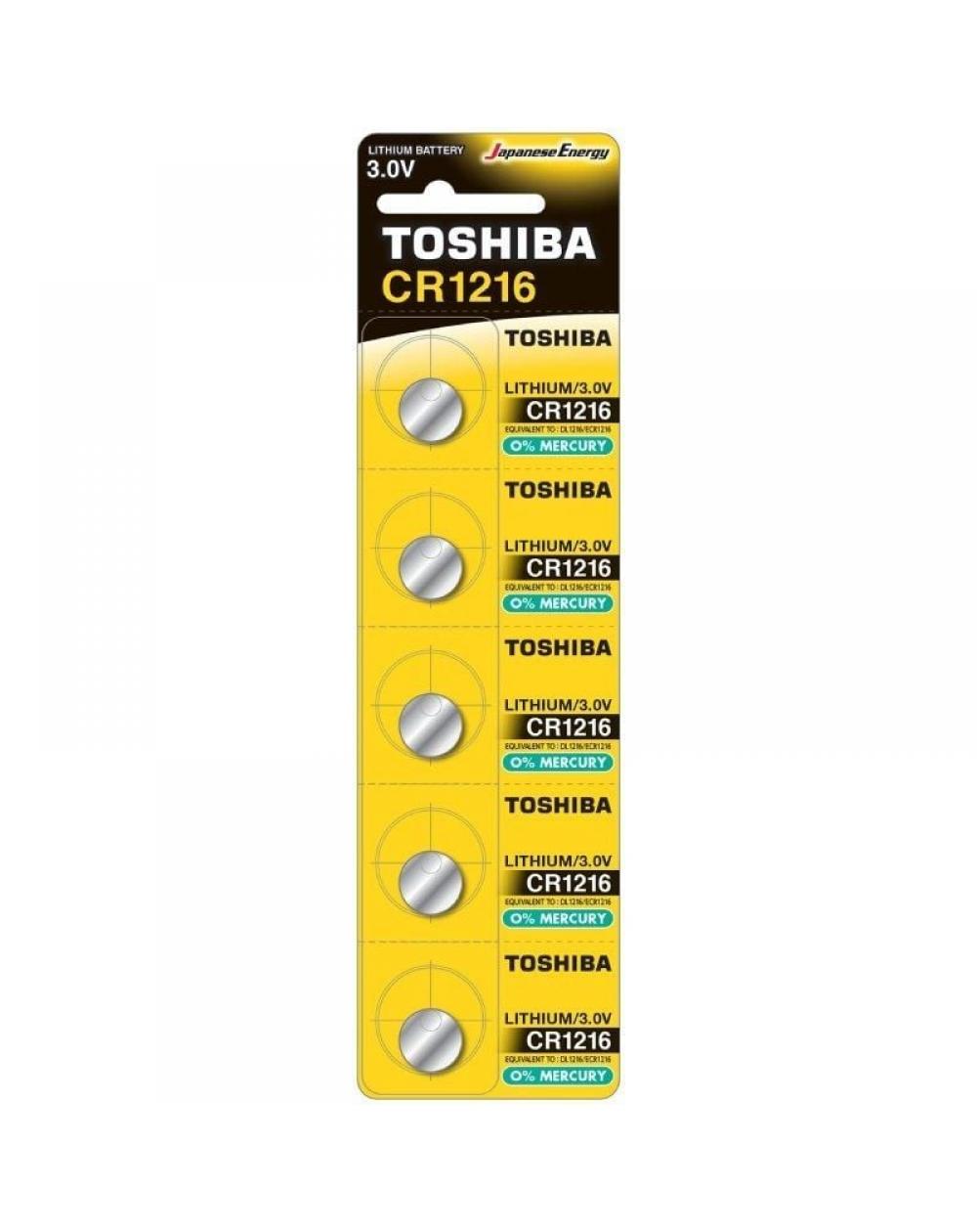 Pack de 5 Pilas de Botón Toshiba CR1216/ 3V