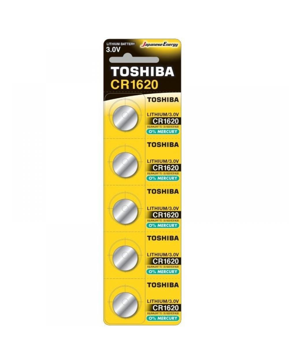 Pack de 5 Pilas de Botón Toshiba CR1620/ 3V