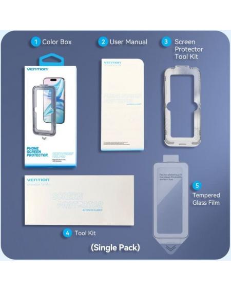 Protector de Pantalla de Cristal Templado Vention KUITCA-10 para iPhone 13 + Herramienta de Instalación Antipolvo