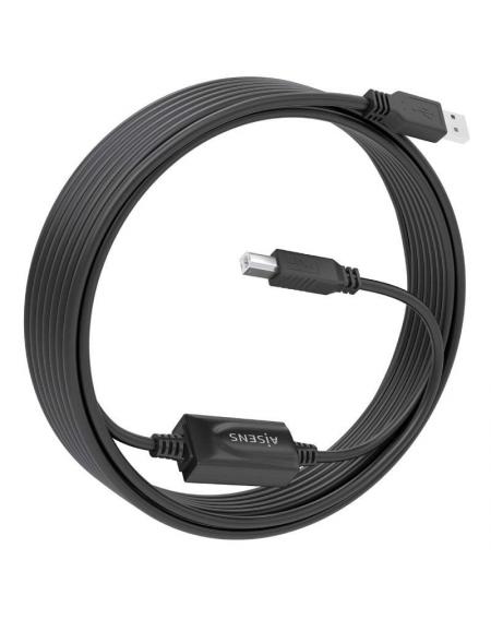 Cable Alargador USB 2.0 con Amplificador Aisens A101-0881/ USB Macho - USB Tipo-B Macho/ 10m/ Negro